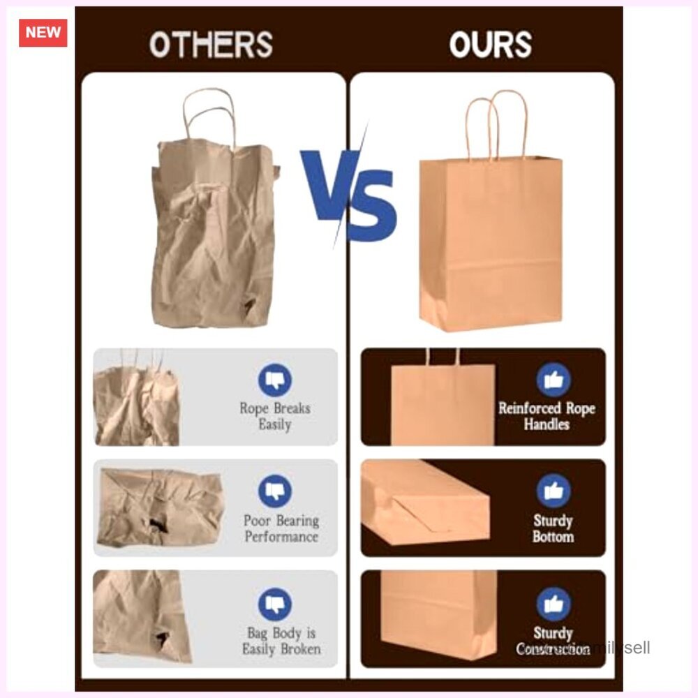 26-Pack Small Kraft Paper Gift Bags with Handles 8.3x6x3.15 Inches - Picture 4 of 6